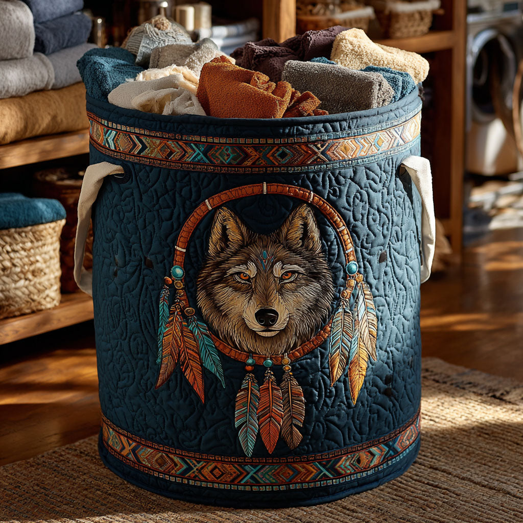 Tribal Wolf Quilted Laundry Basket NCU0NTV512