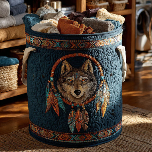 Tribal Wolf Quilted Laundry Basket NCU0NTV512