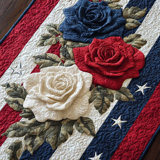 Tricolor Roses Quilted Table Runner NCU0DQQ0515
