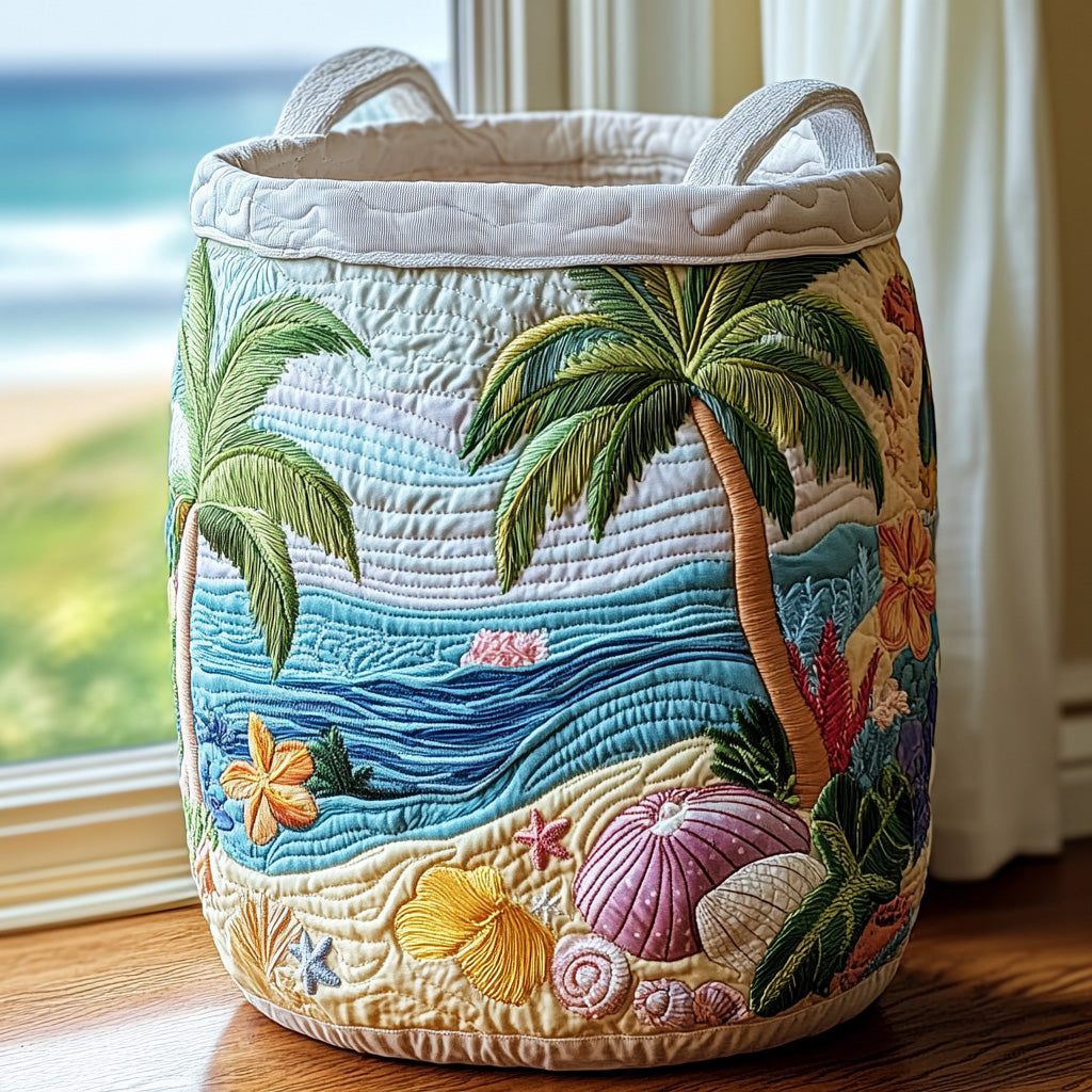 Tropic Haven Quilted Laundry Basket NCU0PVL487