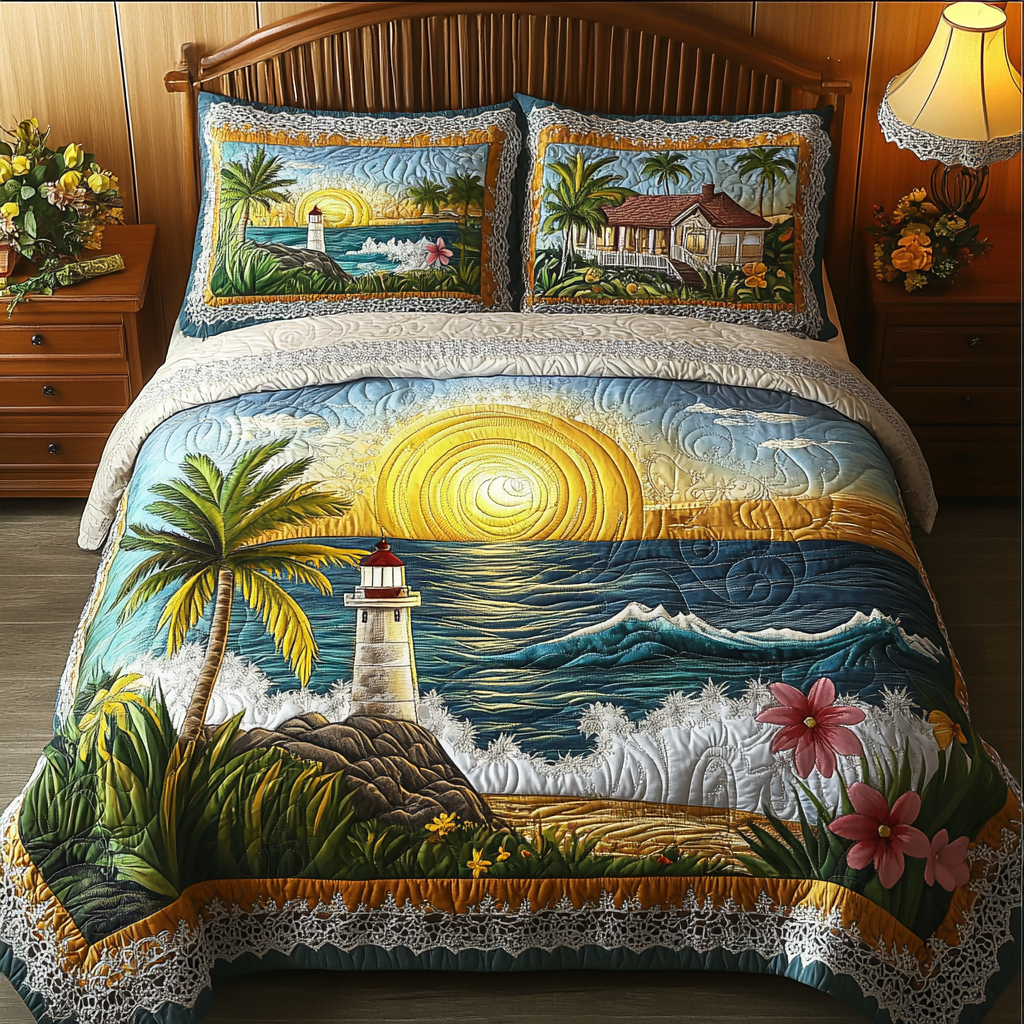 Tropical Beacon 3-Piece Quilted Bedding Set NCU0PVL339