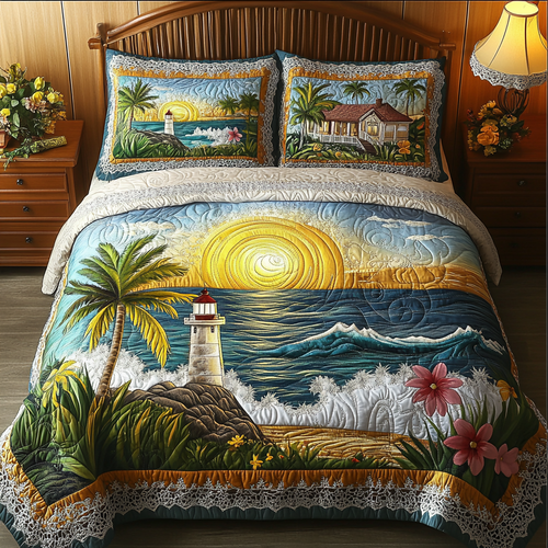 Tropical Beacon 3-Piece Quilted Bedding Set NCU0PVL339