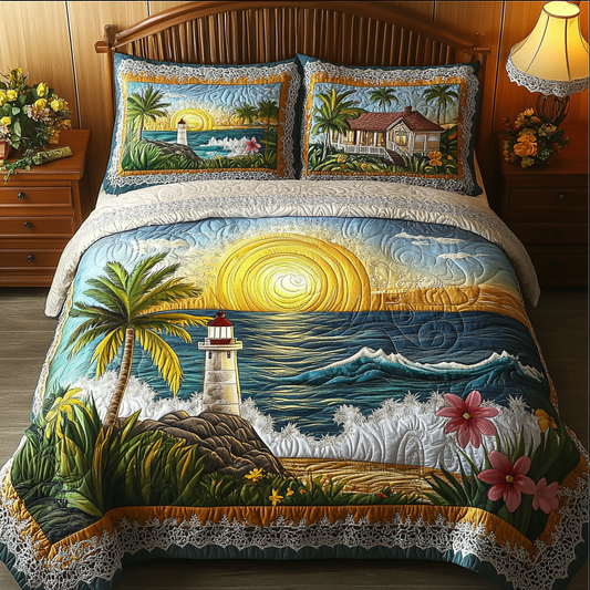 Tropical Beacon 3-Piece Quilted Bedding Set NCU0PVL339