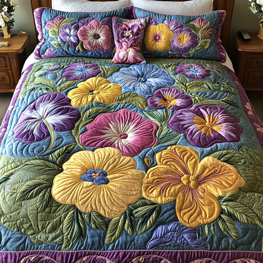 Tropical Bloom 3-Piece Quilted Bedding Set NCU0NVH758