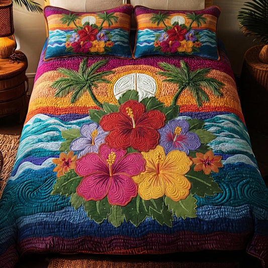 Tropical Blossom 3-Piece Quilted Bedding Set NCU0DV1956