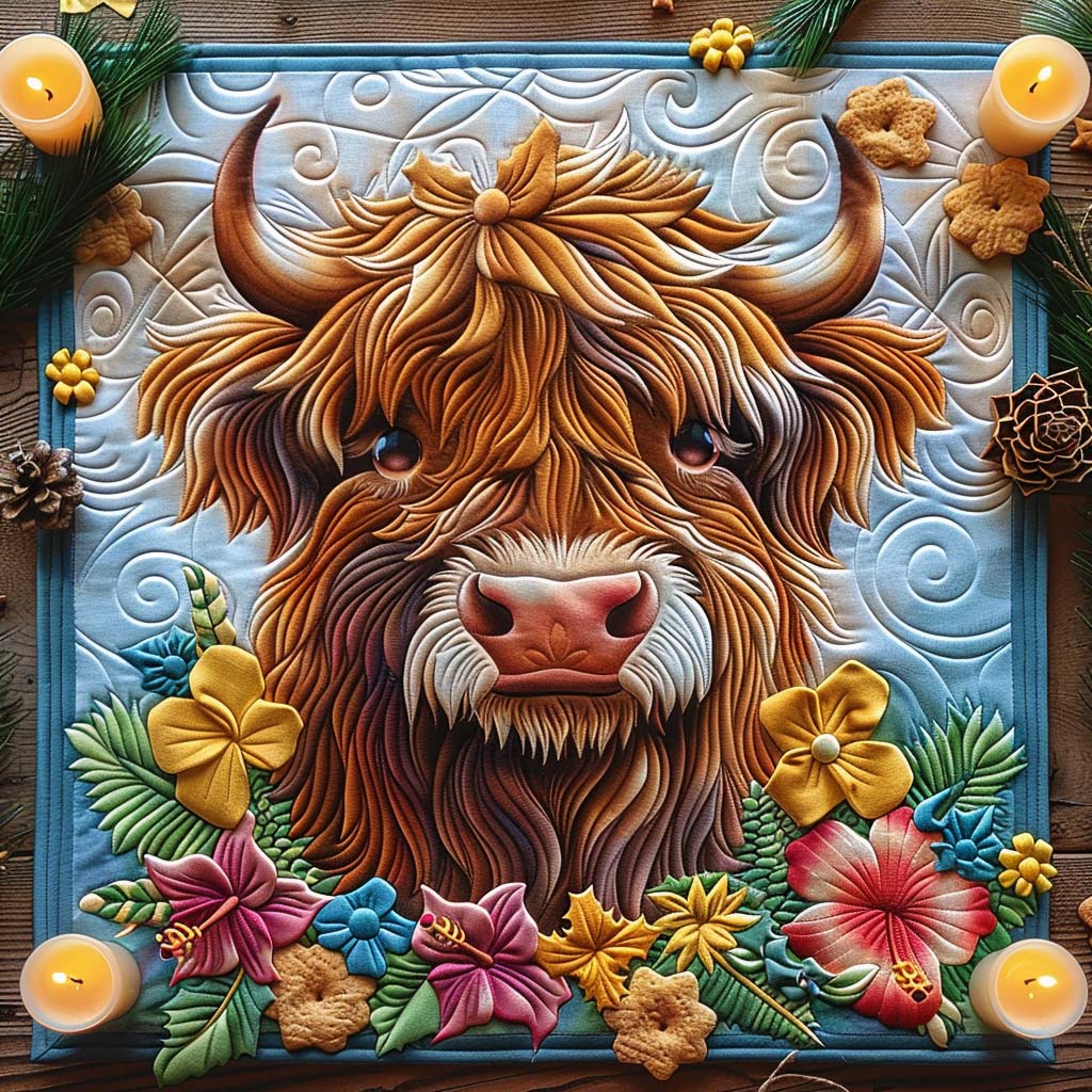 Tropical Cow Quilted Table Topper NCU0DQQ109