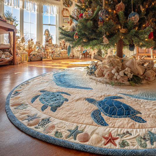 Tropical Current Turtle Christmas Quilted Tree Skirt NCU0DV1423