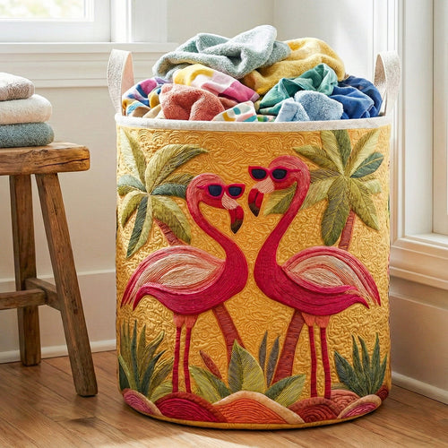 Tropical Flamingo Love Quilted Laundry Basket NCU0NNT2987