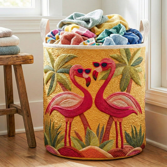 Tropical Flamingo Love Quilted Laundry Basket NCU0NNT2987