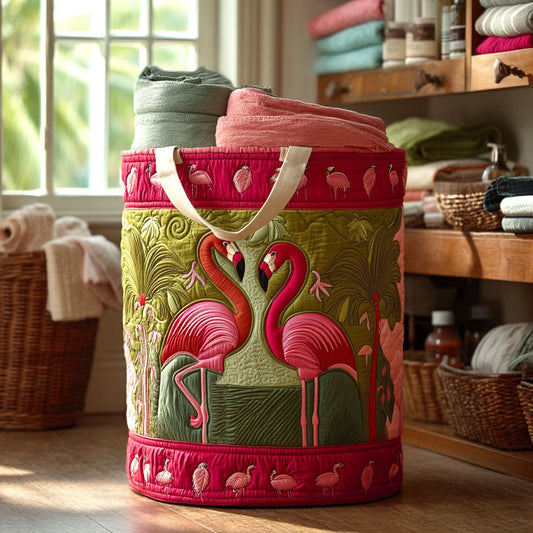 Tropical Flamingo Quilted Laundry Basket NCU0NTV173