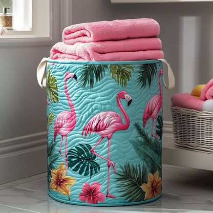 Tropical Flamingos Quilted Laundry Basket NCU0NNL131
