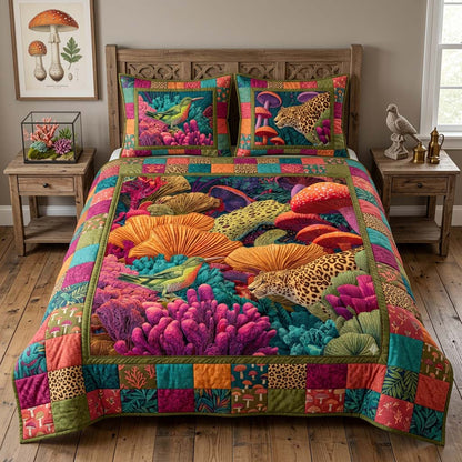 Tropical Mushroom Jungle 3-Piece Quilted Bedding Set NCU0DQQ0688