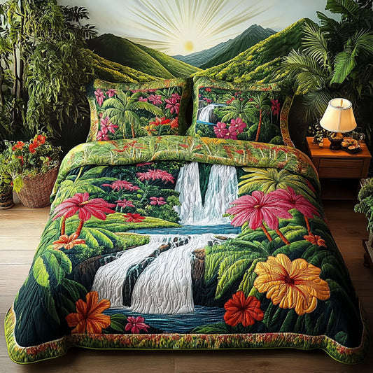 Tropical Paradise Retreat 3-Piece Quilted Bedding Set NCU0PTT230