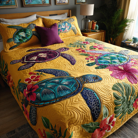 Tropical Reef Turtle Quilted Blanket NCU0LDH790