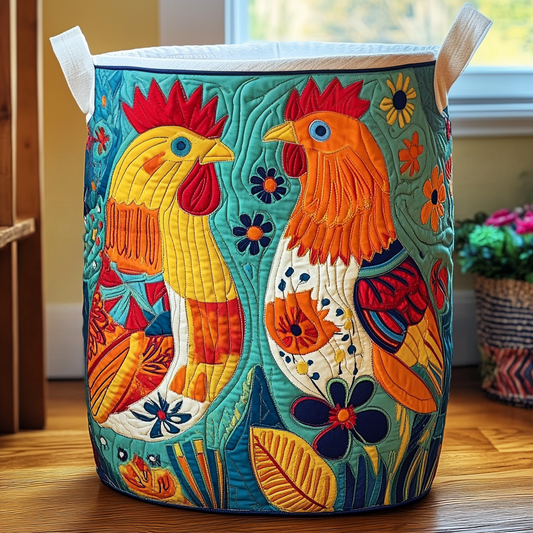 Tropical Roosters Quilted Laundry Basket NCU0PVL377