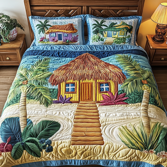 Tropical Serenade 3-Piece Quilted Bedding Set NCU0NVH696