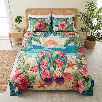 Tropical Sunrise 3-Piece Quilted Bedding Set NCU0DQQ0830