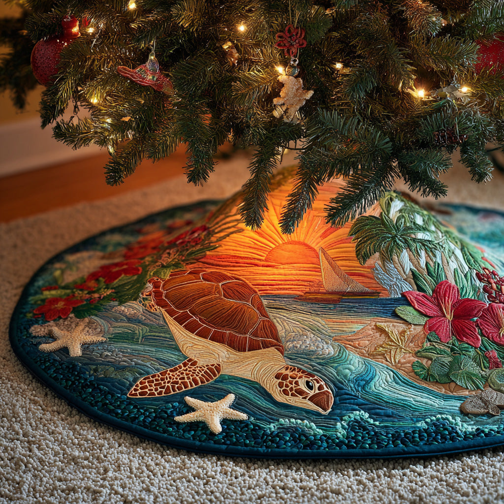 Tropical Sunset Christmas Quilted Tree Skirt NCU0PVL750