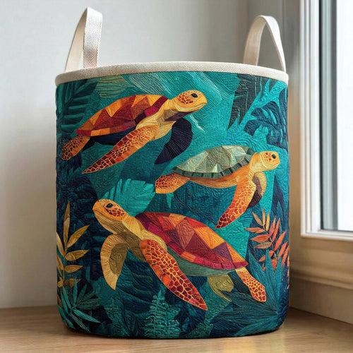 Tropical Turtle Trio Quilted Laundry Basket NCU0NNT2976