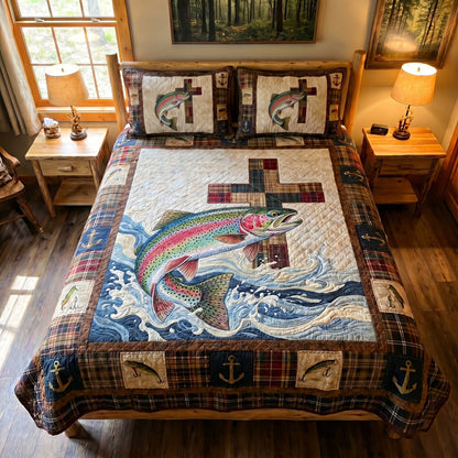 Trout And Truth 3-Piece Quilted Bedding Set NCU0DV2155