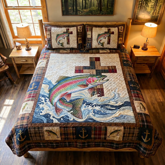 Trout And Truth 3-Piece Quilted Bedding Set NCU0DV2155