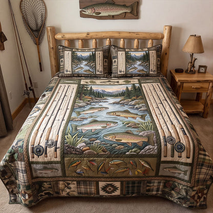 Trout Country Lodge 3-Piece Quilted Bedding Set NCU0PTT3183