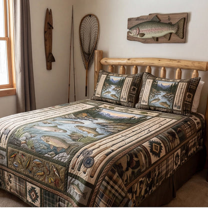 Trout Country Lodge 3-Piece Quilted Bedding Set NCU0PTT3183