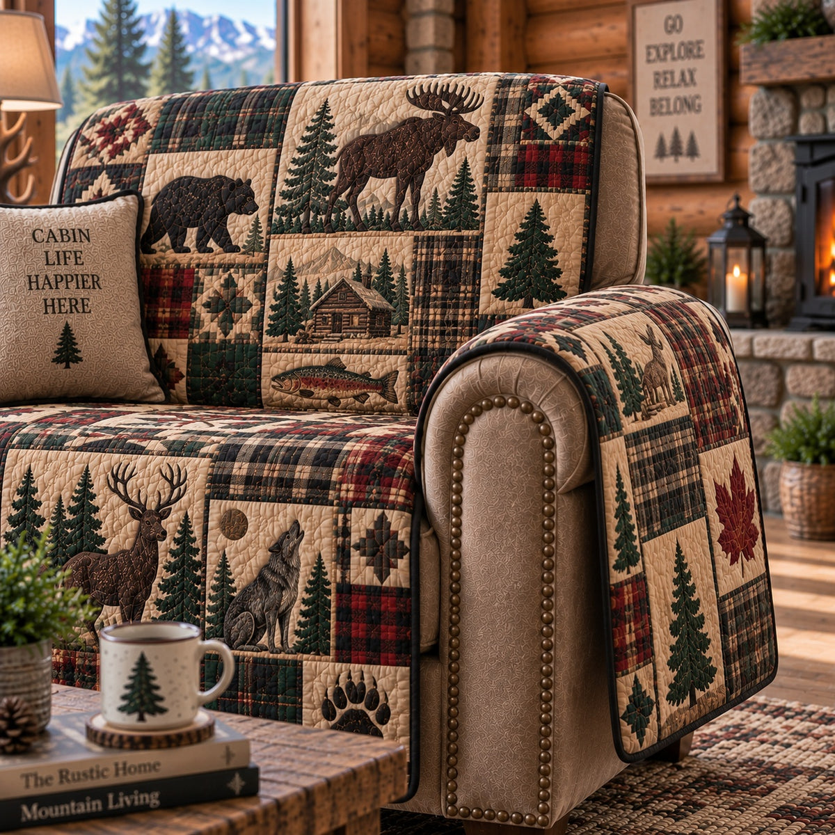 Trout Stream Angler Quilted Sofa Cover NCU0PVL1094