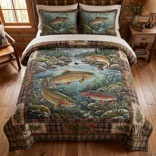 Trout Waters 3-Piece Quilted Bedding Set NCU0DV2151