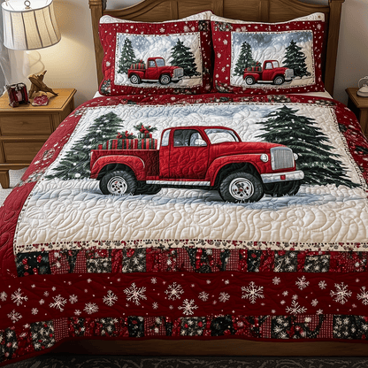 Truck of Cheer 3-Piece Quilted Bedding Set NCU0TH1952