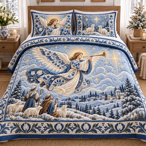 Trumpeting Snow Angel Quilted Bedding Set V2 NCU0NTD2386