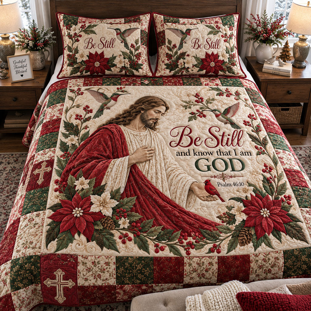 Trust and Be Still 3-Piece Quilted Bedding Set NCU0PTT3463