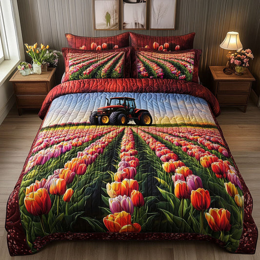 Tulip Fields Tractor 3-Piece Quilted Bedding Set NCU0NNT606