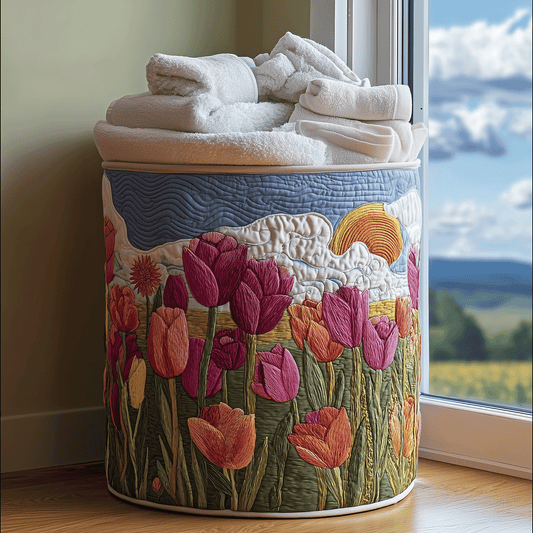 Tulip Garden Quilted Laundry Basket NCU0TH2903