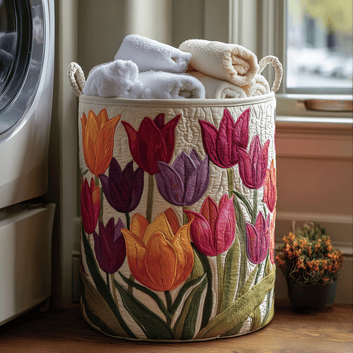 Tulip Joy Quilted Laundry Basket NCU0TH2905