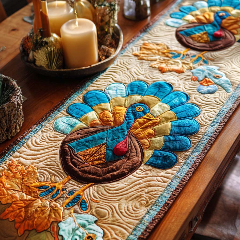 Turkey Charm Quilted Table Runner NCU0NNT1883