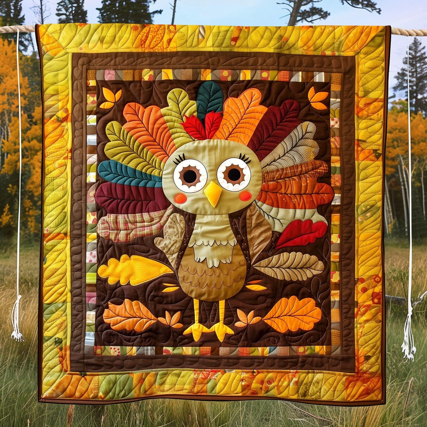 Turkey Cheer Quilted Blanket NCU0TH1086