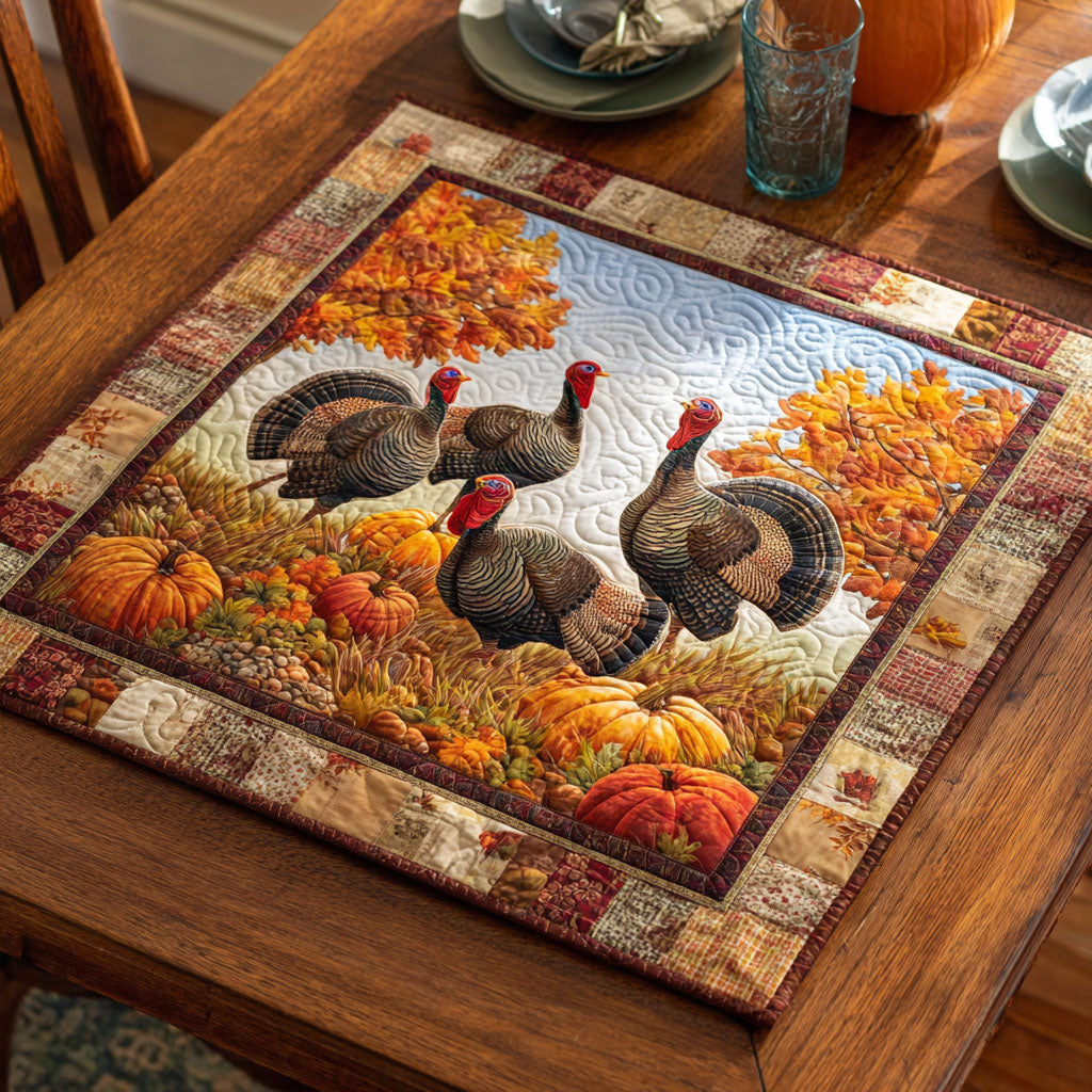 Turkey Dance Quilted Table Topper NCU0NTV276