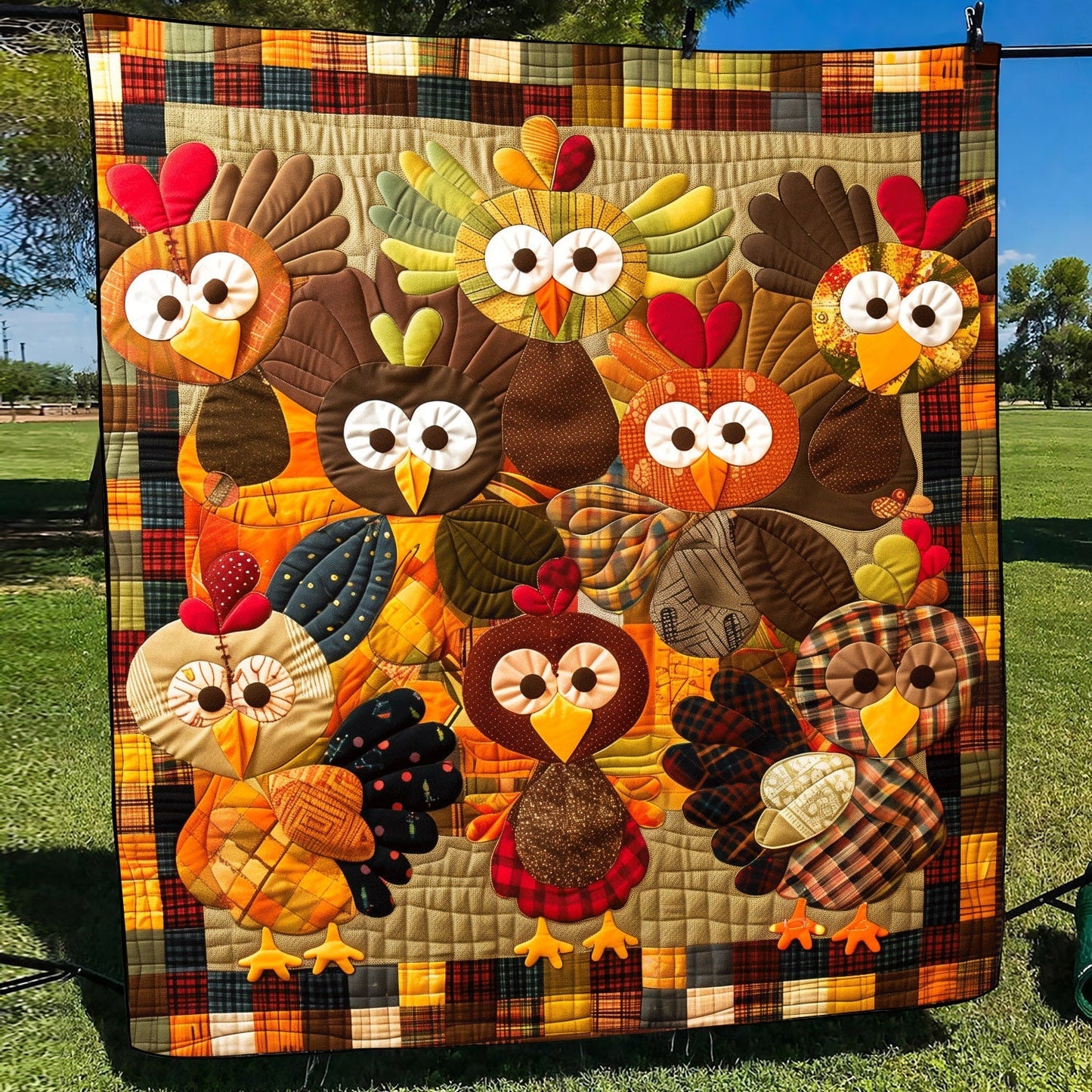 Turkey Family Quilted Blanket NCU0TH1093