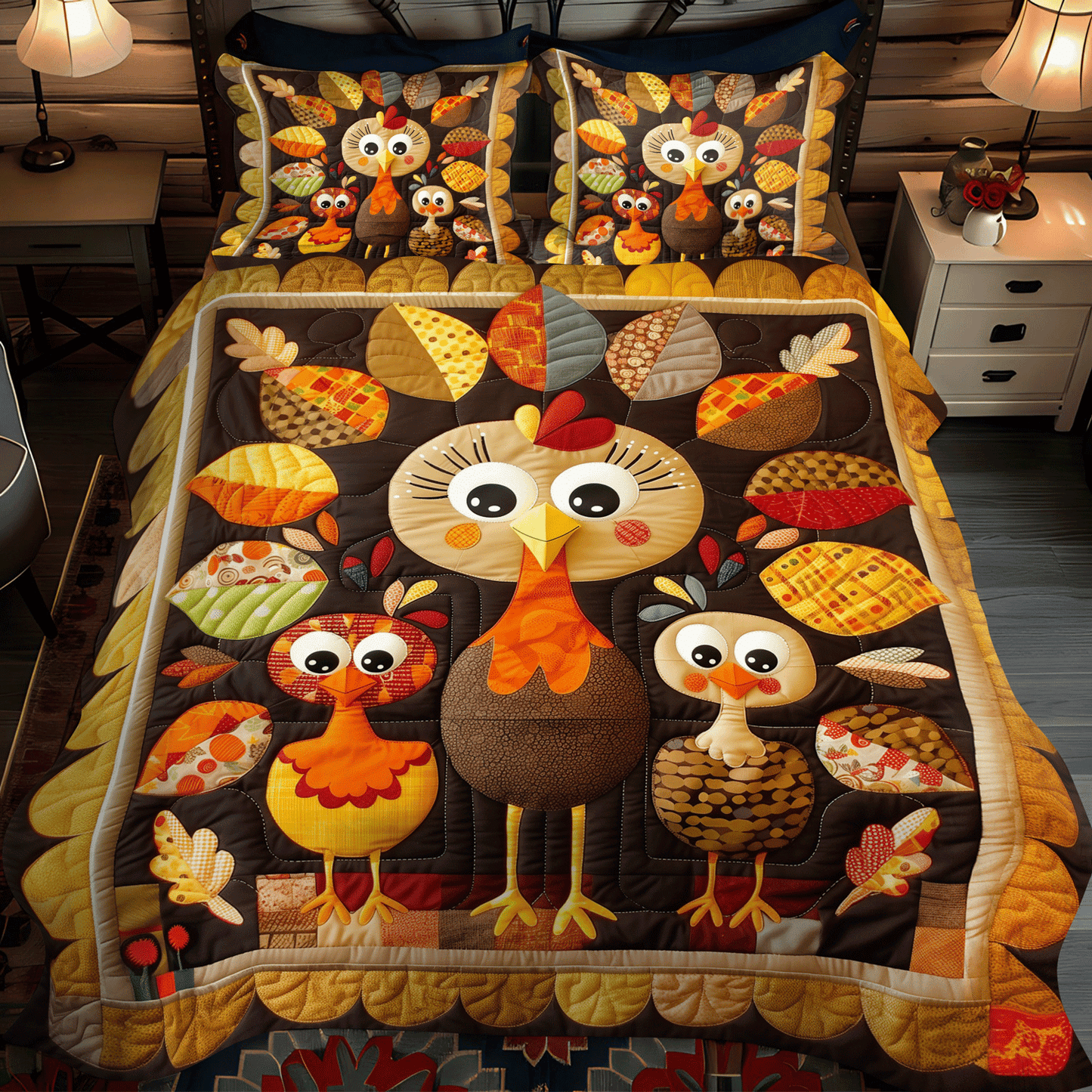 Turkey Time 3-Piece Quilted Bedding Set NCU0TH1099