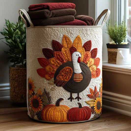 Turkey Time Charm Quilted Laundry Basket NCU0PTT1116