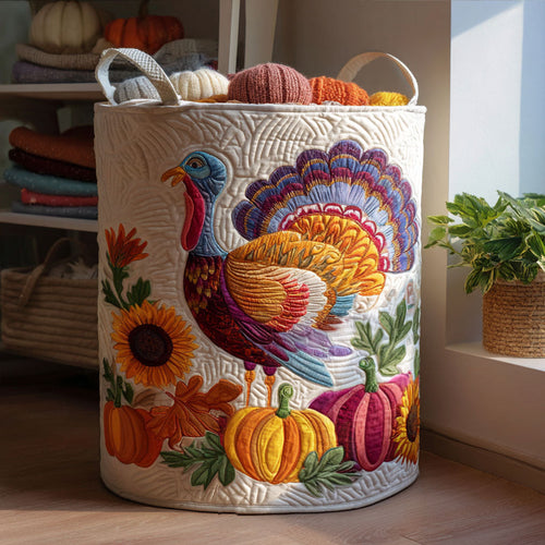 Turkey Trot Delight Quilted Laundry Basket NCU0PTT1117