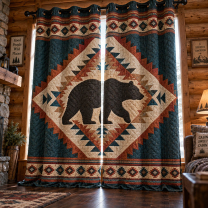 Turquoise Bear Diamond Quilted Curtains NCU0PVL1131