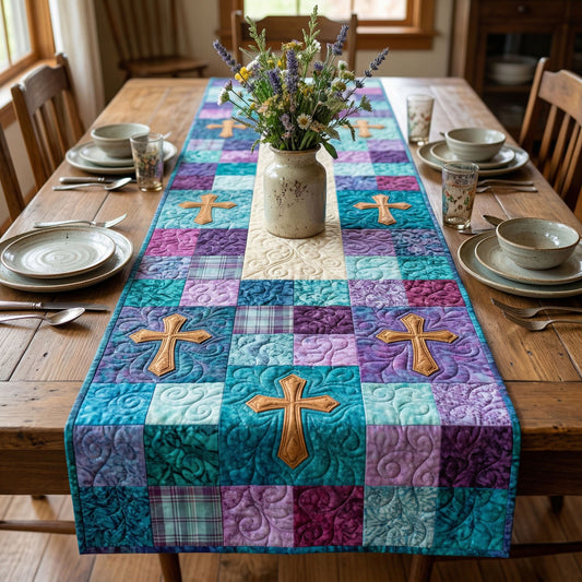 Turquoise Cross Quilted Table Runner NCU0NNT3045