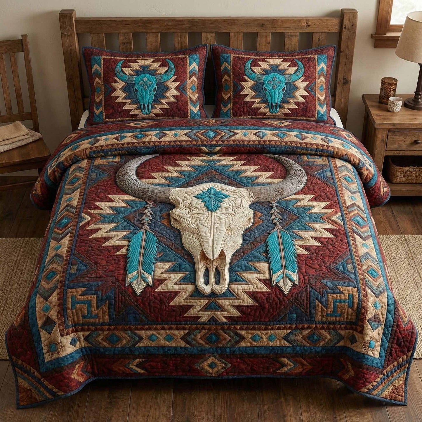 Turquoise Legacy 3-Piece Quilted Bedding Set NCU0NXD1607