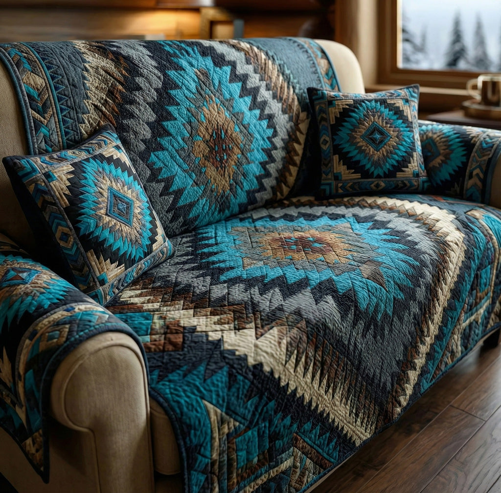 Turquoise Mesa Quilted Sofa Cover NCU0LDH295