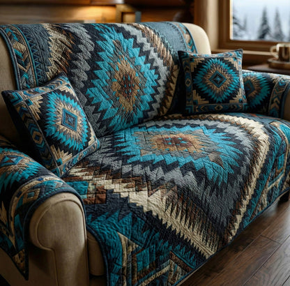 Turquoise Mesa Quilted Sofa Cover NCU0LDH295