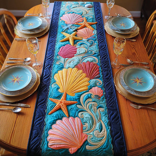 Turquoise Ocean Quilted Table Runner NCU0HNH838