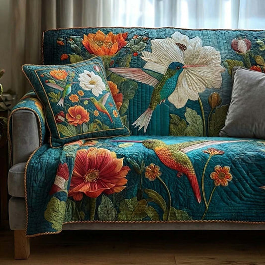Turquoise Petal Dream Quilted Sofa Cover NCU0DQQ0507