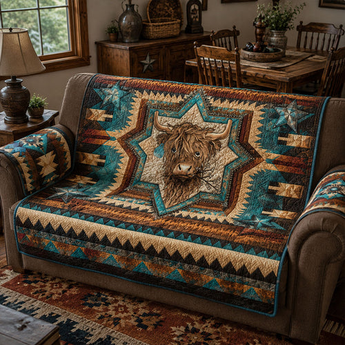 Turquoise Ranch Trail Quilted Sofa Cover NCU0PTT3423